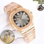 Patek Philippe Nautilus Date Sweep Seconds Gold Strap 40mm 9015 Movement Grey Dial Watch